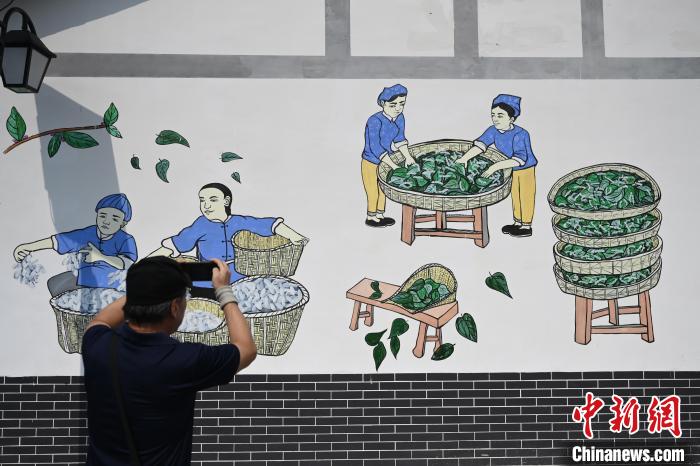 6月23日，媒體記者在四川武勝縣蠶?，F(xiàn)代農(nóng)業(yè)園區(qū)參觀一處墻繪。　張興龍 攝