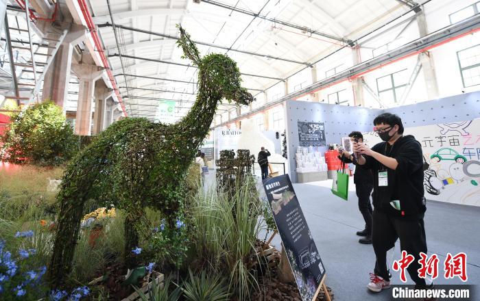 圖為：參觀者在“植物空間站”拍照打卡。　王剛 攝