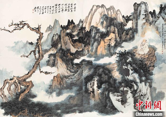 張大千《黃山奇松通景》。拍賣行供圖