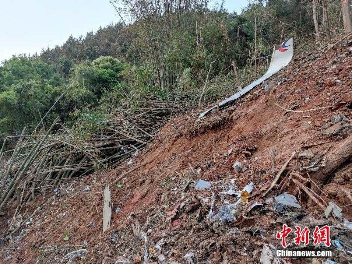 東航客機墜機現(xiàn)場。 通訊員 江懷鵬 武警廣西梧州支隊提供