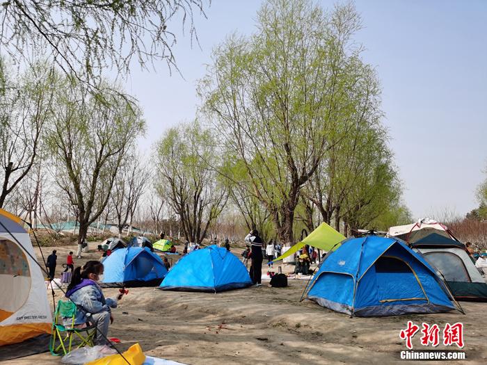 4月4日，眾多游客在北京溫榆河公園露營。<a target='_blank' href='/' >中新網(wǎng)</a>記者 李金磊 攝