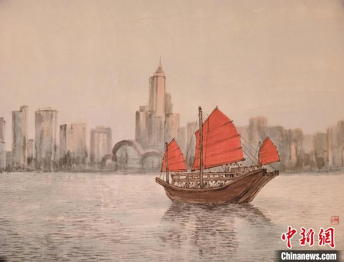 朱潔儀畫作《同舟共濟》?！≌褂[組委會供圖