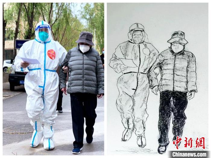 圖為一名“大白”攙扶著老人?！∏嗪Ｊ∽匀毁Y源廳 供圖