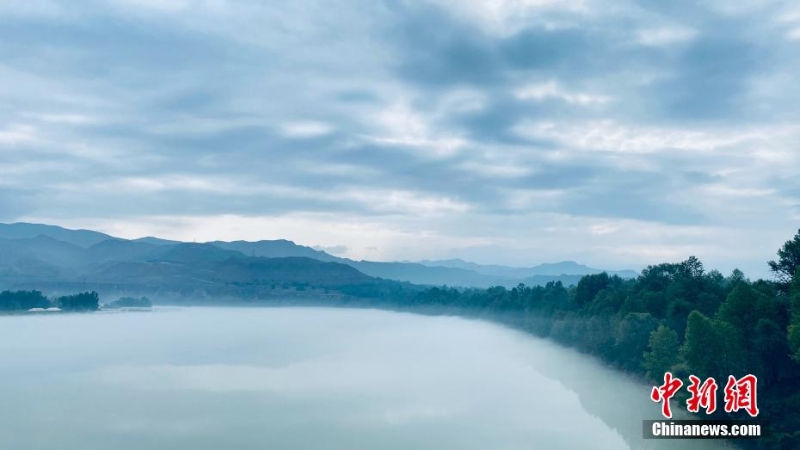 青海尖扎：薄霧、群山、綠樹(shù)勾勒黃河夏日?qǐng)D景