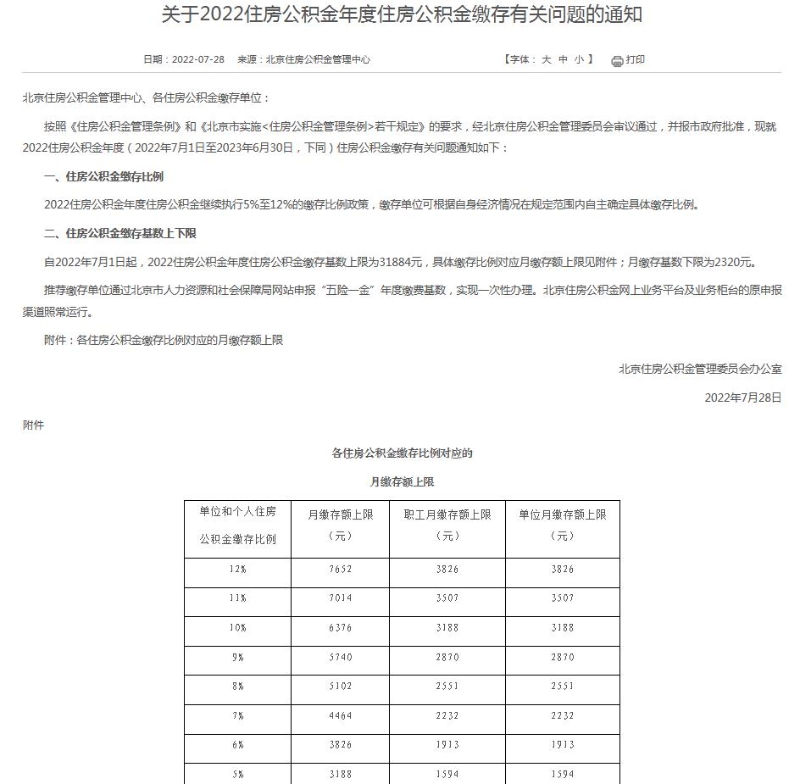 北京住房公積金管理中心網(wǎng)站信息截圖。