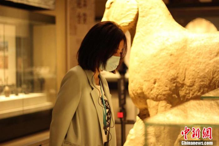 圖為席嘉怡在陜西歷史博物館參訪。