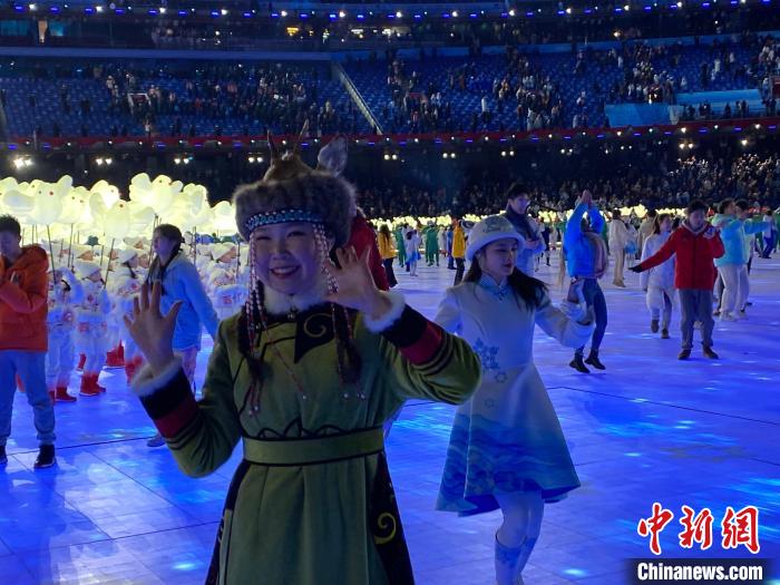 圖為安蕊在2022北京冬奧會開幕式上留影。　安蕊供圖