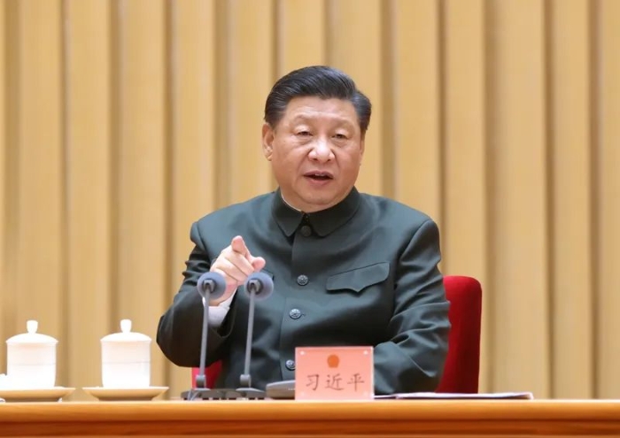 2021年3月9日下午，習(xí)近平出席十三屆全國人大四次會議解放軍和武警部隊(duì)代表團(tuán)全體會議并發(fā)表重要講話。新華社記者 李剛 攝