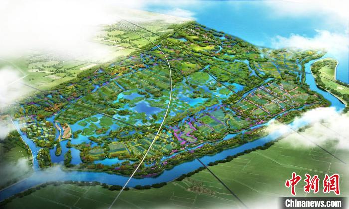 十八聯(lián)圩生態(tài)濕地蓄洪區(qū)鳥(niǎo)瞰效果圖?！『戏适兴畡?wù)局供圖
