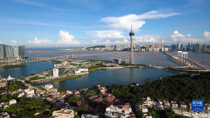 這是澳門西灣湖一帶景色（2019年7月1日攝，無人機照片）。新華社發(fā)（梁建華攝）
