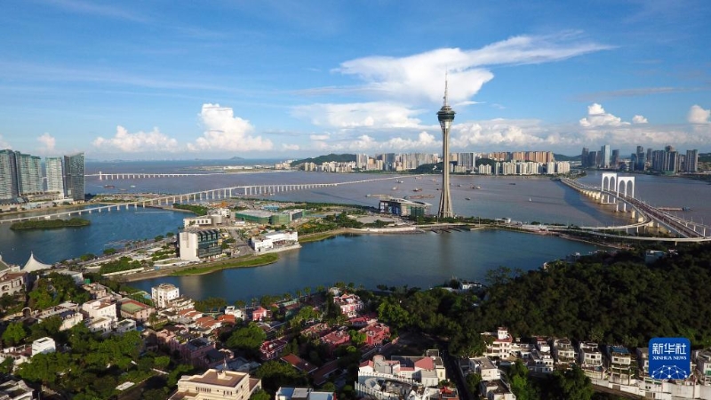 這是澳門西灣湖一帶景色（2019年7月1日攝，無人機(jī)照片）。新華社發(fā)（梁建華攝）