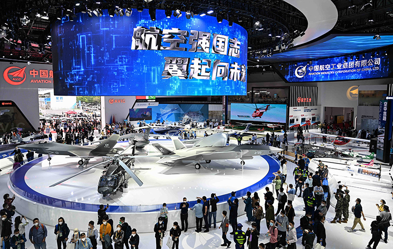 這是11月8日拍攝的中國航空工業(yè)集團的展臺。（圖源：新華社）