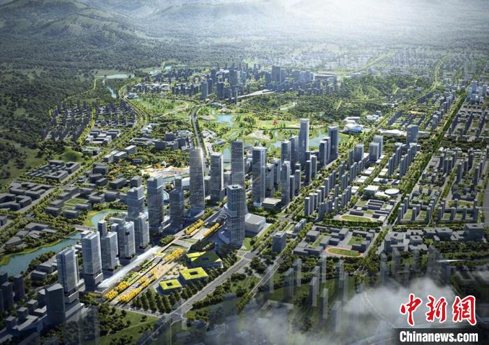 梅溪湖超級(jí)中軸(效果圖)?！∠娼瘓F(tuán)供圖