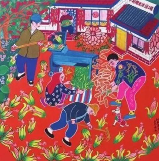 馬春燕創(chuàng)作的《時和年豐》農(nóng)民畫?！∈茉L者供圖