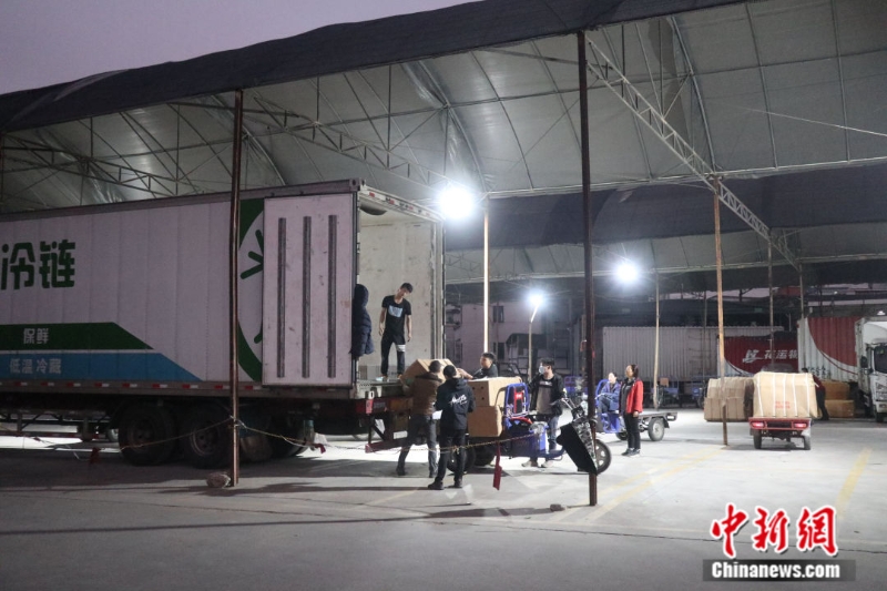 圖為嶺南花卉市場工人正在卸貨。<a target='_blank' href='/'>中新社</a>記者 孫秋霞 攝