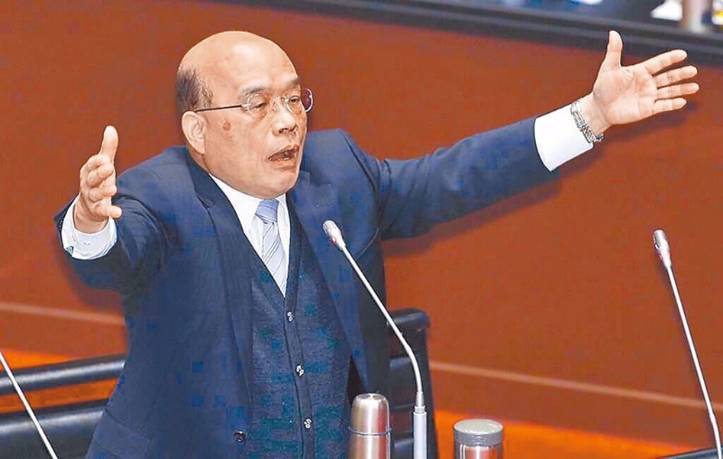 臺(tái)當(dāng)局行政機(jī)構(gòu)負(fù)責(zé)人蘇貞昌（圖）表示，“選罷法”修“法”符合民眾期待，卻引來島內(nèi)網(wǎng)友一面倒的批評(píng)。（中時(shí)資料照）圖片來源：臺(tái)灣“中時(shí)新聞網(wǎng)”.jpg