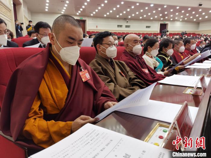圖為政協(xié)委員參加青海省政協(xié)十三屆一次會(huì)議閉幕大會(huì)?！∑钤鲚?攝