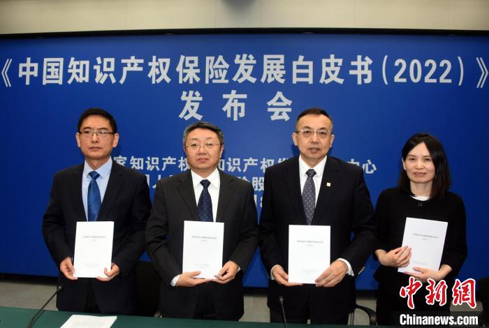 《中國知識產(chǎn)權保險發(fā)展白皮書(2022)》發(fā)布會在國家知識產(chǎn)權局舉行，四位業(yè)界專家對媒體解讀分析?！?lt;a target='_blank' href='/'>中新社</a>記者 孫自法 攝
