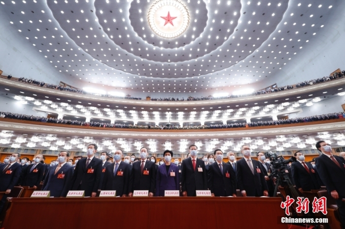 2023年3月5日，十四屆全國人大一次會議在北京人民大會堂開幕。<a target='_blank' href='/'>中新社</a>記者 盛佳鵬 攝