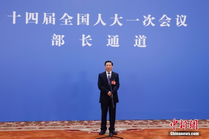 圖為應急管理部部長王祥喜接受媒體采訪。<a target='_blank' href='/'>中新社</a>記者 韓海丹 攝