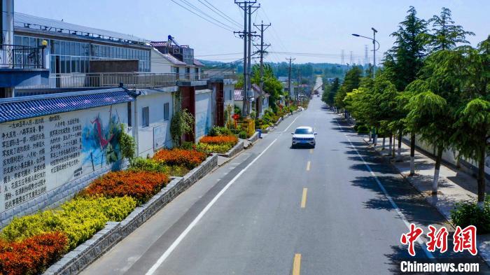 資料圖：圖為臨沂市蘭山區(qū)半程鎮(zhèn)美麗的戶戶通道路。(無人機(jī)照片) 孫磊 攝