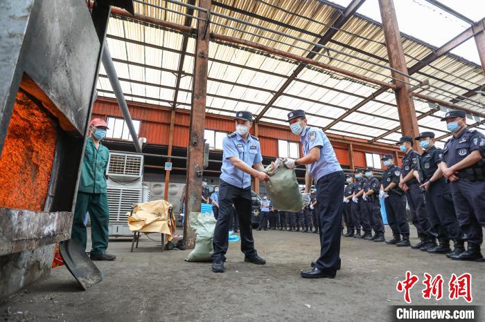 襄陽禁毒部門對(duì)已審結(jié)生效的毒品開展集中銷毀行動(dòng) 司世偉 攝