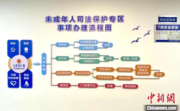 古田縣未成年人綜合保護聯(lián)盟未成年人司法保護專區(qū)事項辦理流程。　葉茂 攝