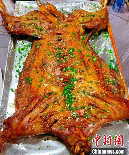 溫州商學(xué)院為畢業(yè)生準備的烤全羊。　溫州商學(xué)院 供圖