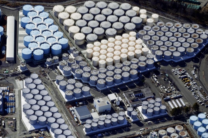 這是2021年2月13日拍攝的日本福島第一核電站核污水儲水罐。（圖源：新華社）