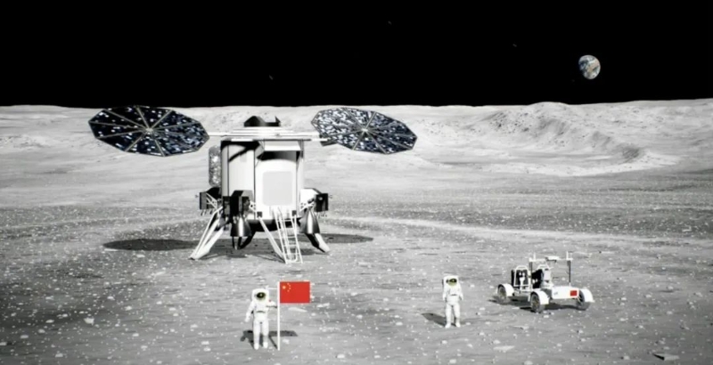 中國載人登月任務(wù)效果圖。（圖源：中國載人航天工程辦公室）