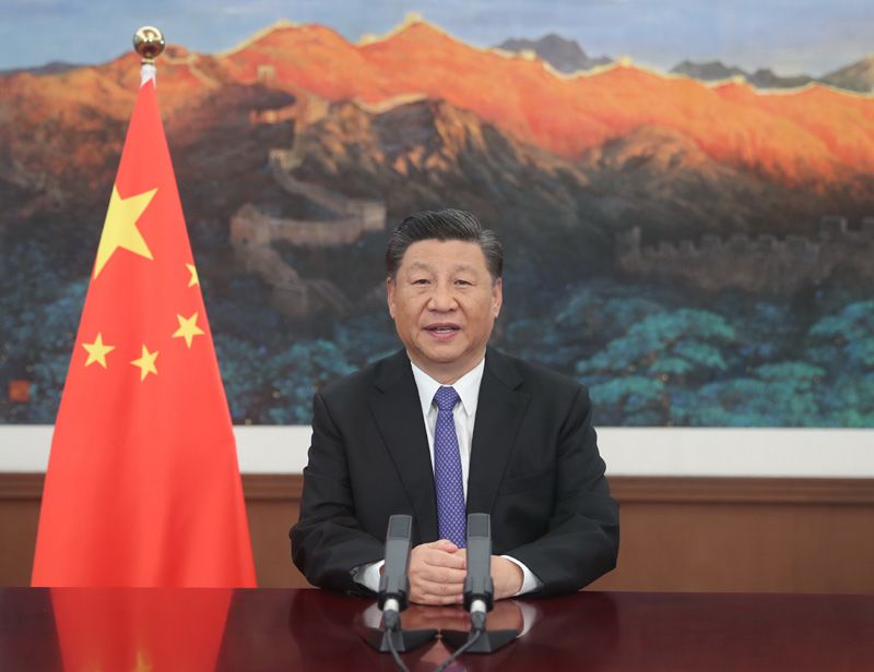 △2020年7月28日，習(xí)近平主席在亞洲基礎(chǔ)設(shè)施投資銀行第五屆理事會(huì)年會(huì)視頻會(huì)議開幕式上致辭。