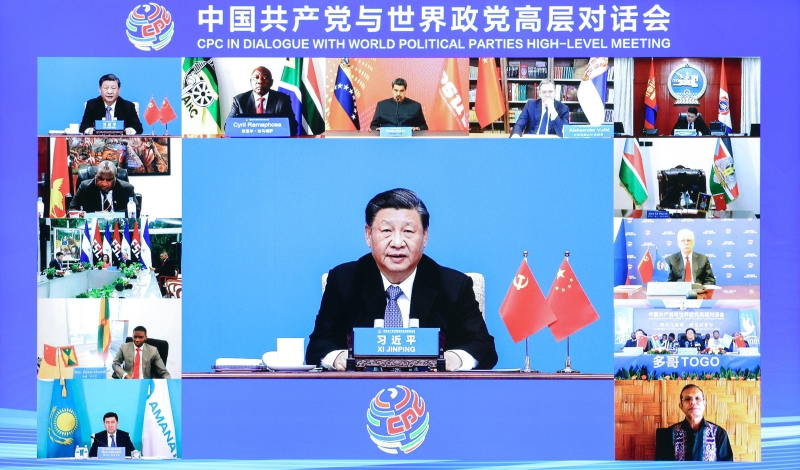 2023年3月15日，習近平總書記出席中國共產(chǎn)黨與世界政黨高層對話會并發(fā)表主旨講話。（圖源：新華社）