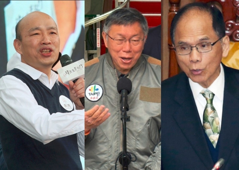 韓國瑜(左)、游錫堃(右)藍綠陣營爭立院龍頭，民眾黨主席柯文哲(中)的意向成為關(guān)鍵。（合成圖／示意圖／資料照）