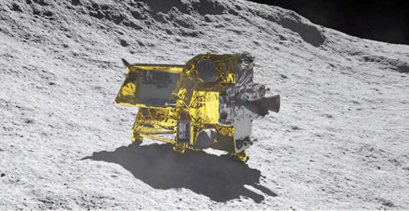 日本登月探測(cè)器SLIM月面著陸效果圖。(圖源：JAXA） 