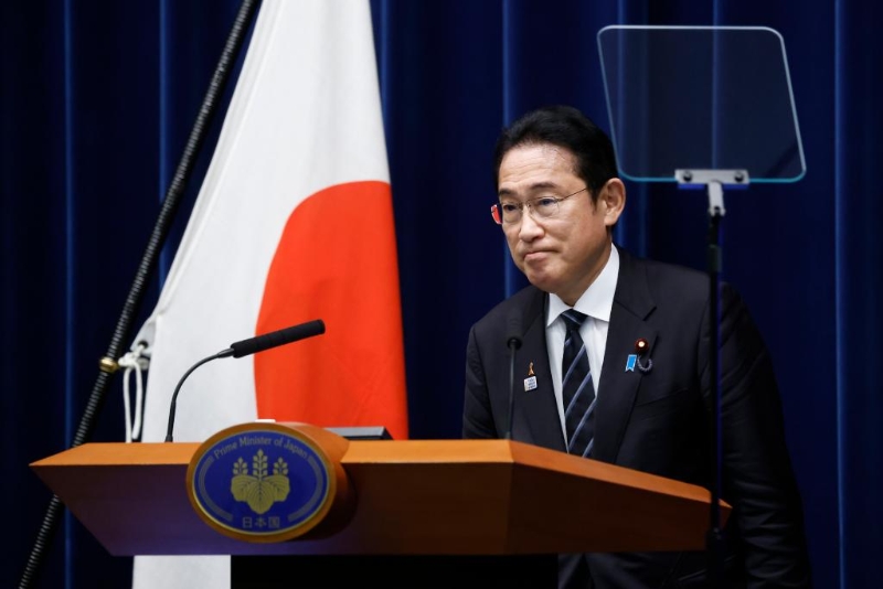 2023年11月2日，日本首相岸田文雄在日本東京首相官邸召開(kāi)新聞發(fā)布會(huì)。（圖源：新華社）