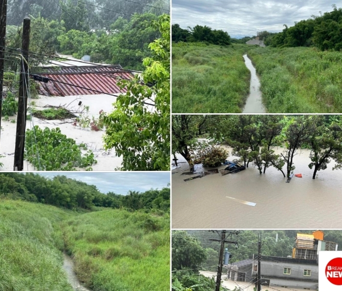 高雄市田寮區(qū)淹水災(zāi)情慘重，房子幾乎快被滅頂