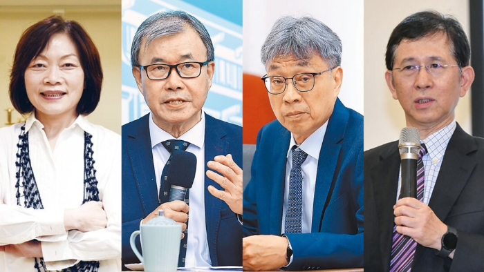 圖片由左至右分別為勞動部長何佩珊、教育部長鄭英耀、農(nóng)業(yè)部長陳駿季以及數(shù)發(fā)部長黃彥男
